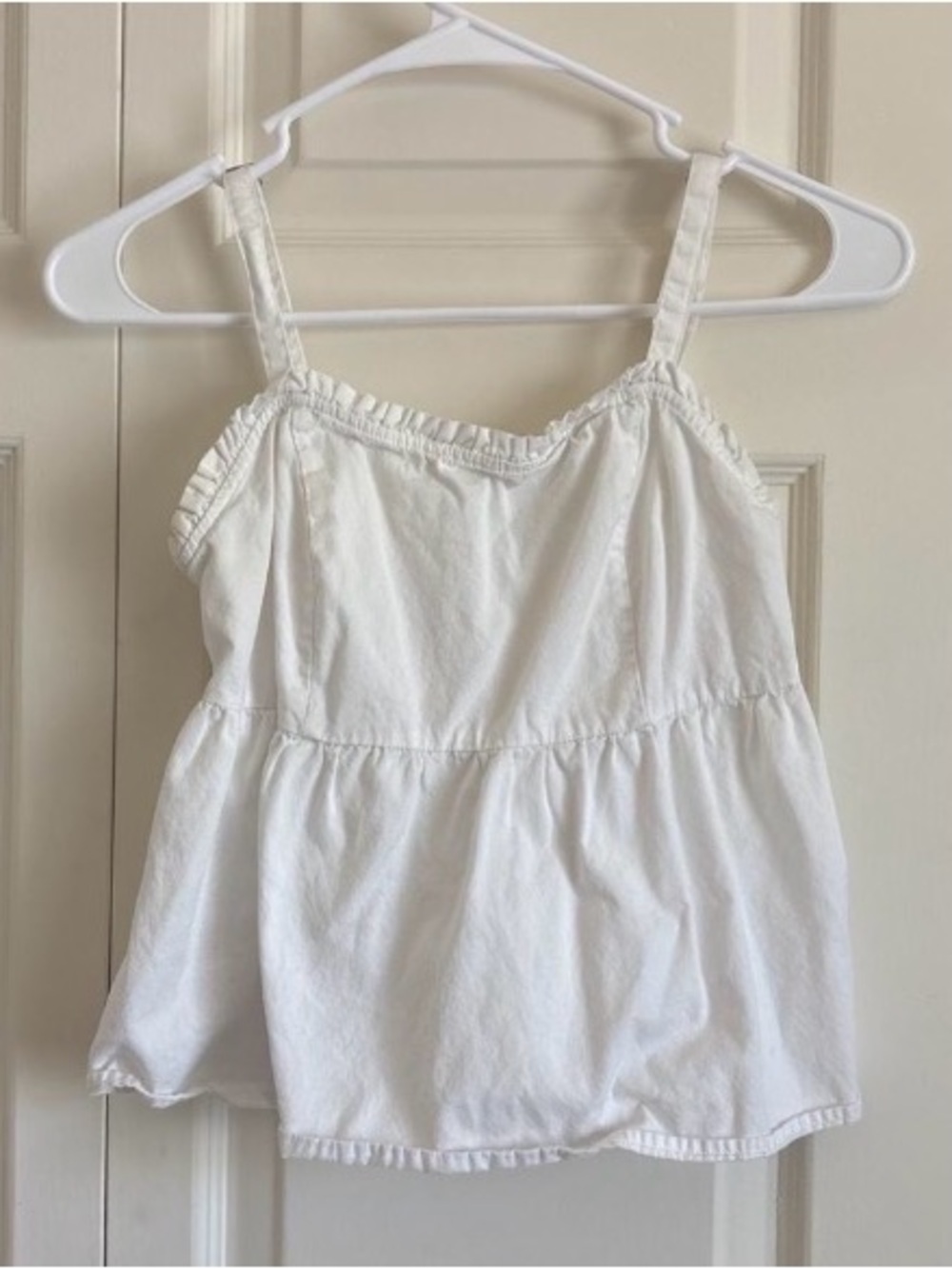 Brandy Melville White Ruffle-Trim Cotton Cami Top